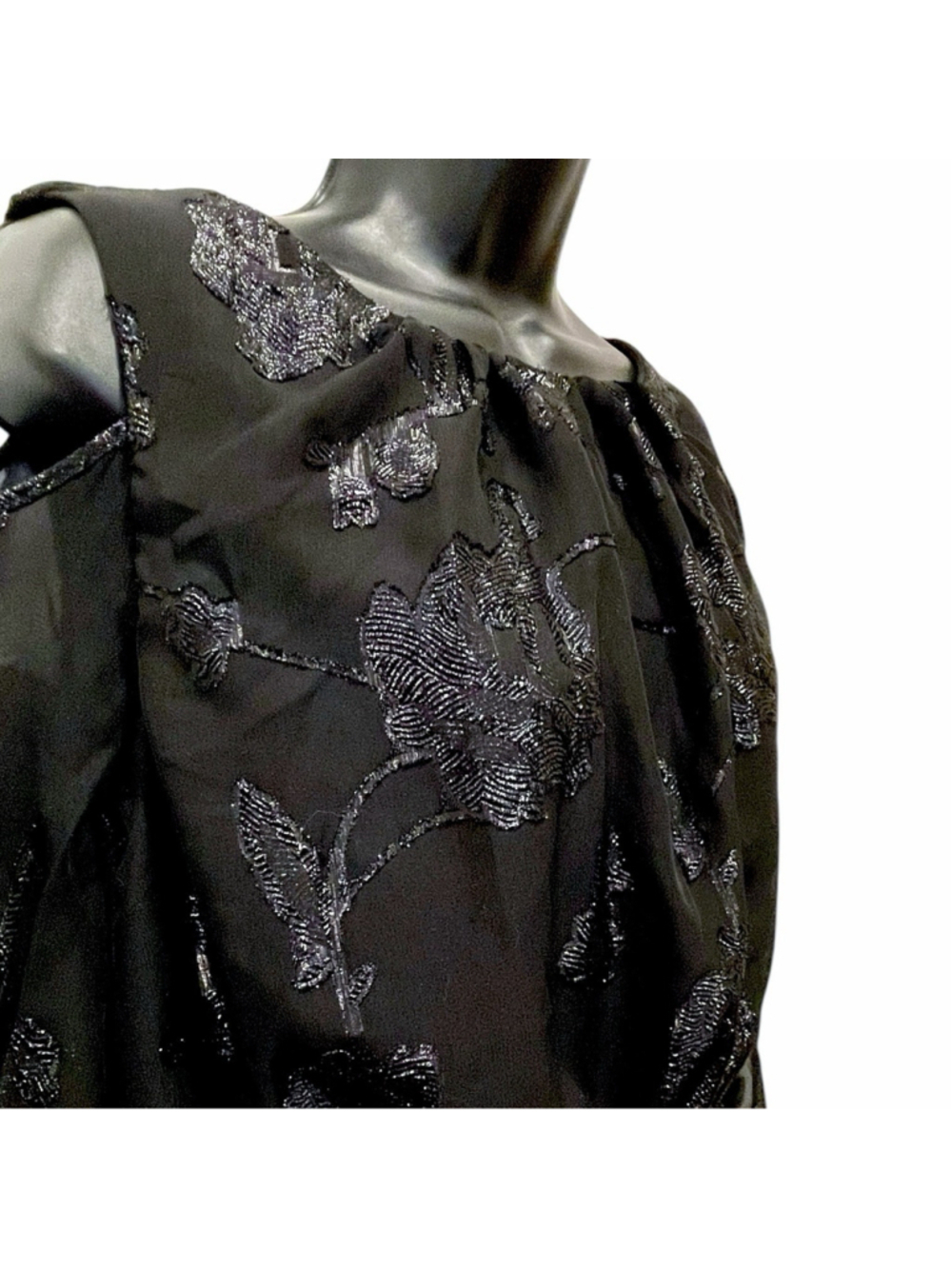 Jessica London Womens Size 14W Maxi Dress Floral Burnout Cold Shoulder Black - Picture 6 of 16
